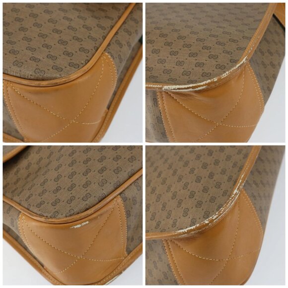 GUCCI Micro GG Supreme Web Sherry Line Bag PVC Beige 019 39 0151 Auth gh1131 - Picture 14 of 16